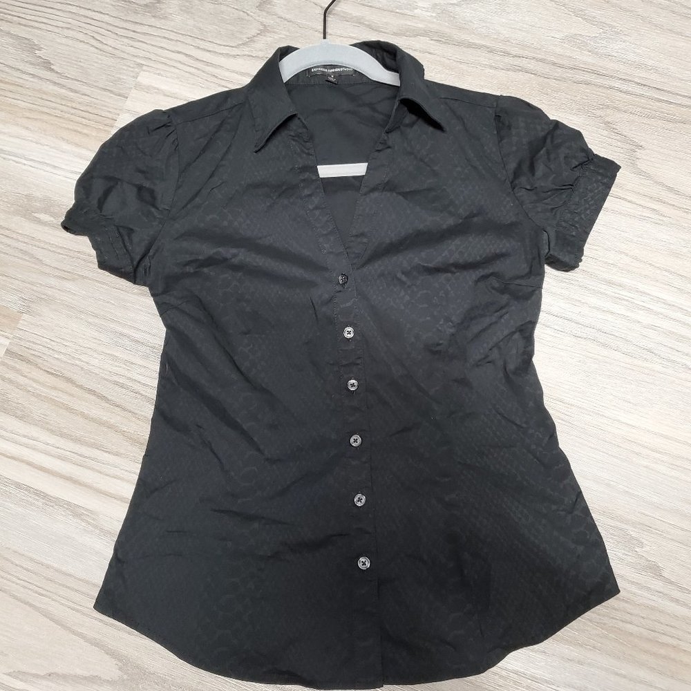 Express V-Neck Blouse, Black, Size S